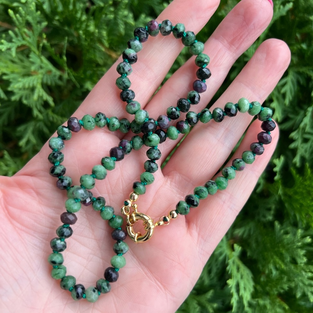 Ruby Zoisite Hand-Knotted Strand - image 1